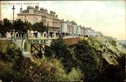 Ak Folkestone Kent South East England, Shelter and Leas