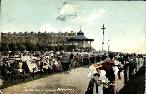 Ak Folkestone Kent South East England, The Leas and Promenade