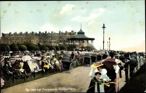 Ak Folkestone Kent South East England, The Leas and Promenade