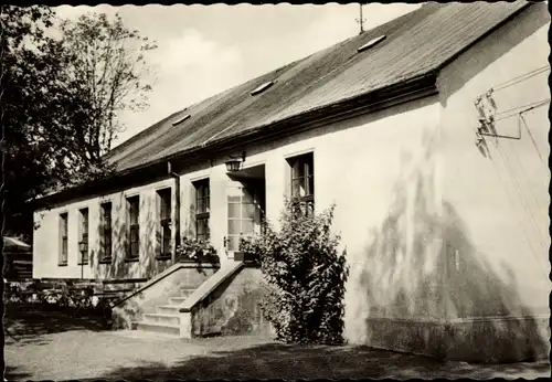 Ak Olbersdorf in Sachsen, Blick auf das Ferienheim der DHZ Chemie, Vorderansicht, Eingangsbereich
