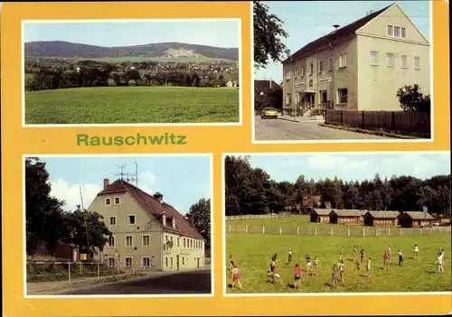 Ak Rauschwitz Elstra Oberlausitz, Teilansicht, Rat der Gemeinde und Einkaufszentrum