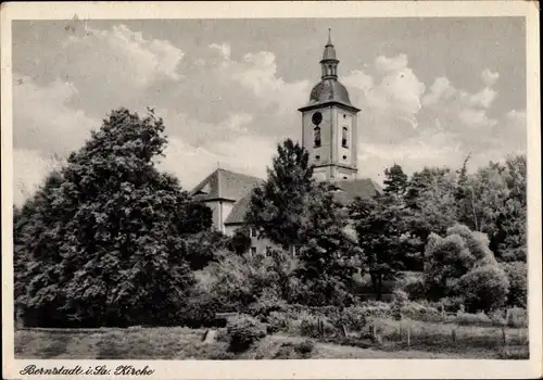 Ak Bernstadt auf dem Eigen Sachsen, Kirche, Außenansicht