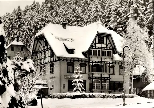 Ak Bonndorf im Schwarzwald, Gasthaus-Pension Steinasäge, Winter