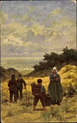 Künstler Ak Gerstenhauer, Johann Georg, niederländisches Motiv an der Küste, Trachten