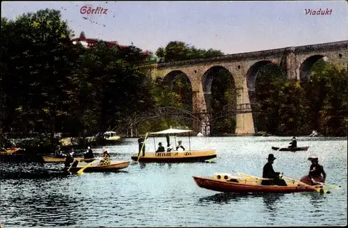 Ak Görlitz in der Lausitz, Viadukt, Ruderboote