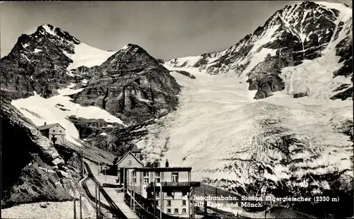 Ak Kanton Bern, Jungfrau, Jungfraubahn Station Eigergletscher, Eiger, Mönch, Kleine Scheidegg