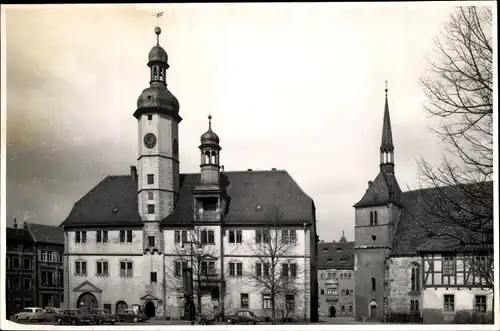 Ak Eisenberg in Thüringen, Rathaus und Kirche