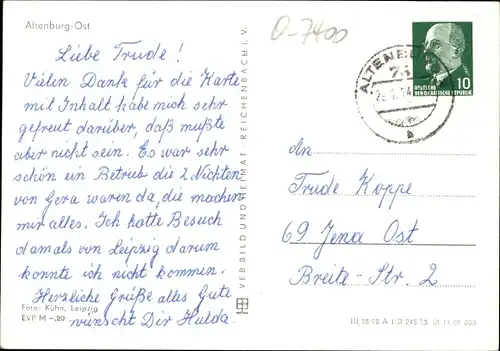 Ak Altenburg in Thüringen, Stadtteil Ost, Wohnhäuser, Wasserturm