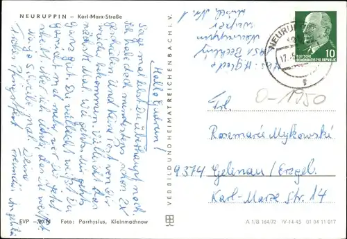 Ak Neuruppin in Brandenburg, Karl-Marx-Straße, Springbrunnen