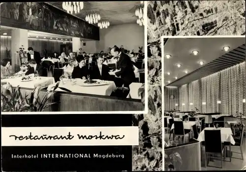 Ak Magdeburg, Hotel International, Restaurant Moskwa, Innenansicht