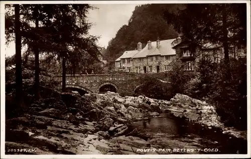 Ak Betws y Coed Wales, Pont-y-Pair, Brücke