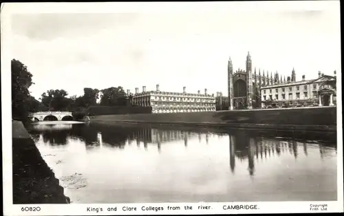 Ak Cambridge East England, King's and Clare Colleges from the river