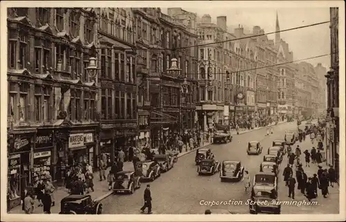 Ak Birmingham West Midlands England, Corporation Street