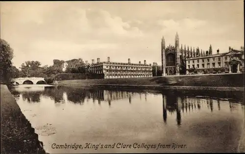 Ak Cambridge East England, King's and Clare Colleges from River