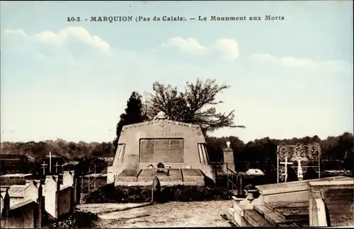 Ak Marquion Pas de Calais, Le Monument aux Morts