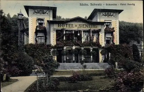 Ak Bad Schandau Sächsische Schweiz, Hotel Sendig