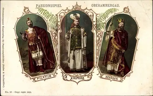 Ak Oberammergau in Oberbayern, Passionsspiel, Pilatus, Kaiphas, Herodes, Schauspieler