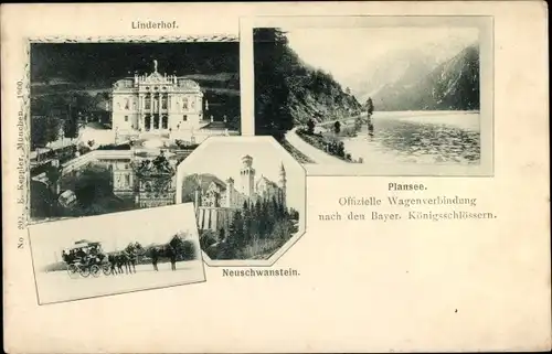 Ak Hohenschwangau, Neuschwanstein, Plansee, Linderhof