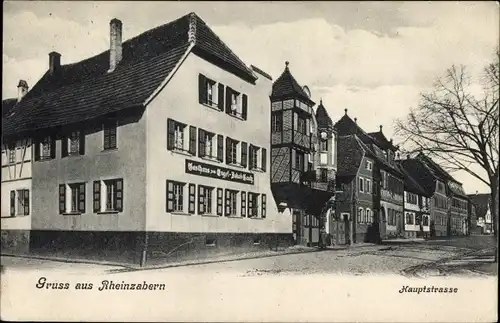 Ak Rheinzabern in Rheinland Pfalz, Blick in die Hauptstraße, Gasthaus zum Engel