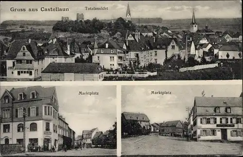 Ak Kastellaun im Hunsrück, Marktplatz, Totalansicht