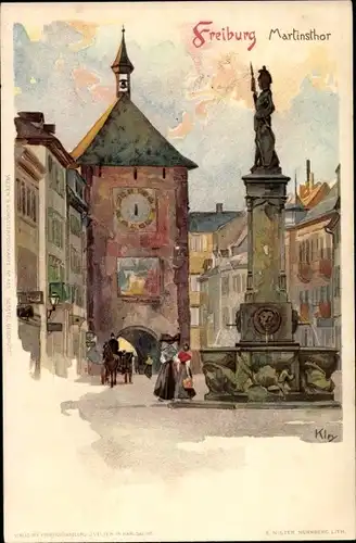 Künstler Litho Kley, Heinrich, Freiburg im Breisgau, Martinstor