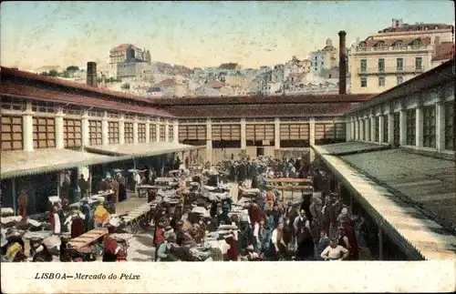 Ak Lisboa Lissabon Portugal, Mercado do Peixe, Fischmarkt, Händler