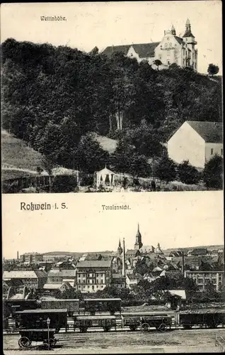 Ak Roßwein in Sachsen, Totalansicht, Wettinhöhe