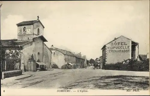 Ak Domrémy Lothringen Vosges, L'Eglise, Hotel