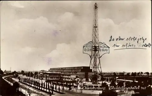 Ak Berlin Charlottenburg Westend, Ausstellungshallen mit Funkturm