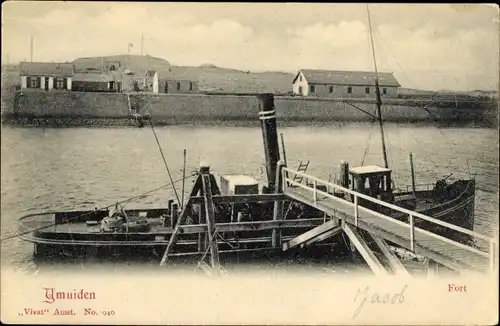 Ak IJmuiden Ymuiden Velsen Nordholland, Fort, Dampfer