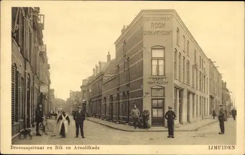 Ak IJmuiden Ymuiden Velsen Nordholland, Breesaapstraat en Bik en Arnoldkade