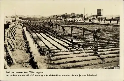 Ak Wieringen Hollands Kroon Nordholland Niederlande, Zuiderzeewerken, Het werk, Baustelle