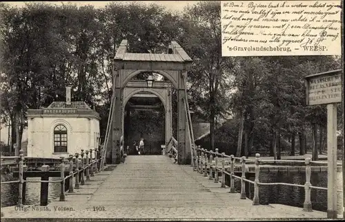 Ak Weesp Nordholland Niederlande, 's Gravelandschebrug