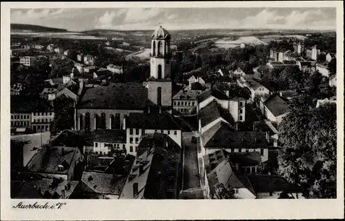 Ak Auerbach im Vogtland Sachsen,, Blick über die Dächer, Kirche