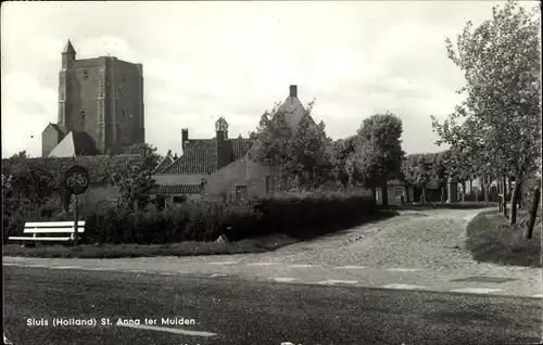 Ak Sint Anna ter Muiden Sluis Zeeland, Ortsstraße, Gebäude