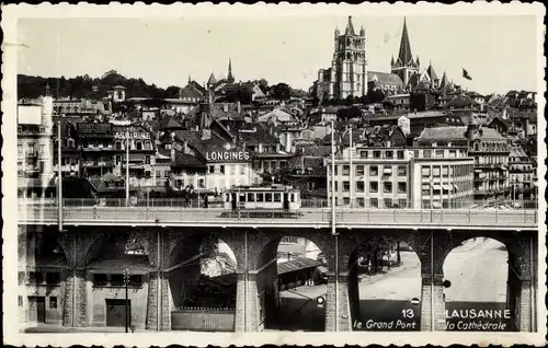 Ak Lausanne Kanton Waadt, Le Grand Pont, La Cathedrale