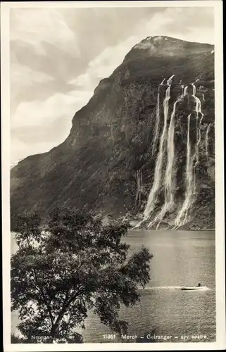 Ak Norge Norwegen, Meraak, Geiranger, Syv Söstre, See, Wasserfall