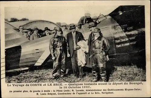 Ak Le Voyage de Coste el Le Brix, Lacoste, Breguet, Flugpioniere