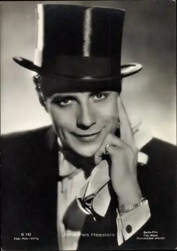 Ak Schauspieler Johannes Heesters, Portrait mit Zylinder