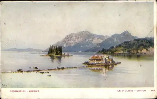 Künstler Ak Korfu Griechenland, Ile d'Ulysse