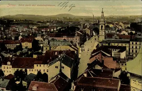 Ak Zittau in Sachsen, Blick nach der Bahnhofstraße