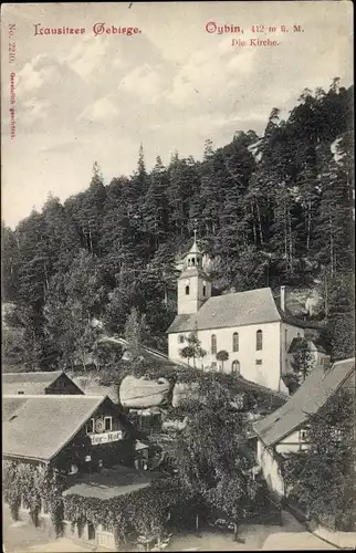 Ak Oybin in der Oberlausitz, Kirche, Wald, Gasthof