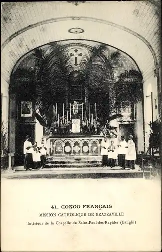 Ak Banghi Französisch Kongo, Intérieur de la Chapelle de Saint Paul des Rapides, Mission Catholique
