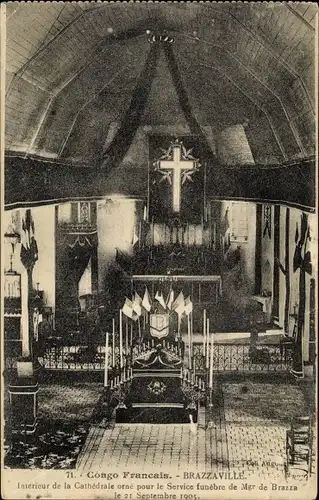 Ak Brazzaville Französisch Kongo, Interieur de la Cathedrale