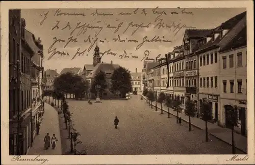 Ak Ronneburg im Kreis Greiz Thüringen, Straßenpartie mit Blick zum Markt, Rathaus