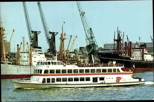 Ak Rotterdam Südholland Niederlande, M.S. Pieter Caland, SPIDO Rondvaarten, Hafen, Kräne