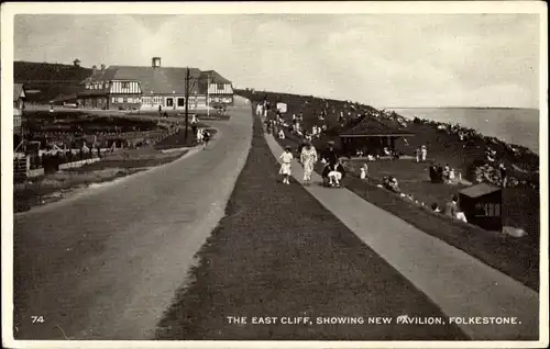 Ak Folkestone Kent England, The East Cliff, Showing new Pavilion