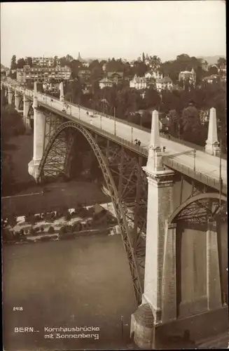 Ak Bern Stadt Schweiz, Kornhausbrücke mit Sonnenberg