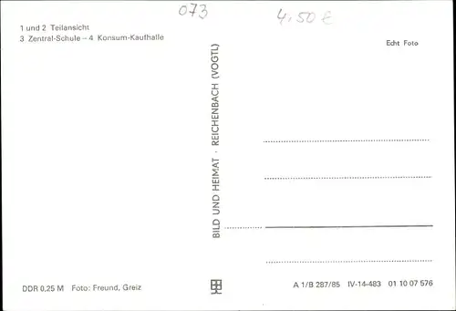 Ak Drognitz in Thüringen, Zentral-Schule, Konsum-Kaufhalle, Teilansichten