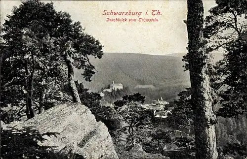 Ak Schwarzburg im Schwarzatal Thüringen, Blick vom Trippstein